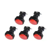 Game Round Push Buttons Red LED Light with Micro Switches 46mm/12V/5 Pcs