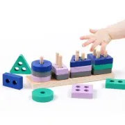 Wooden Stacking Color Shape Sorting Sorter Toy Pre School Learning