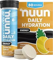 Nuun Energy: Caffeine, B Vitamins, Ginseng, Electrolyte Drink Tablets, Tropical Punch, 80 Count