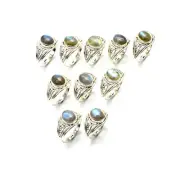 WHOLESALE 10PC 925 SOLID STERLING SILVER LABRADORITE RING LOT n863