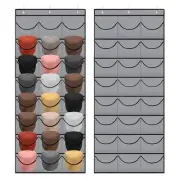 Hat Storage Organizer Baseball Caps Rack 24 Pocket Over Door Holder 3 Hooks Grey
