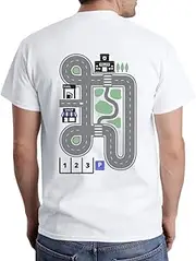 [Tstars] Playmat Car Track Shirt for Dad Gifts for Dads Fathers Day Play Cars Roads on Back Mens T-Shirt