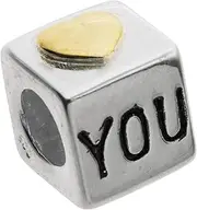 [CAIZZA] Dreambell 14k Gold Plated Sterling Silver Heart Love You Cube Enamel Bead For European Charm Bracelets