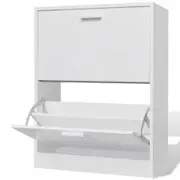 Shoe Cabinet with 2 Compartments Wooden White