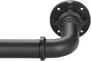 Mayrhyme Curtain Rod for Windows,Wrap Around Industrial Blackout Design,Black Adjustable 1 Inch Curtain Rod,Room Divider Window Curtain Rod for Indoor/Outdoor (Matte Black, 28-48")