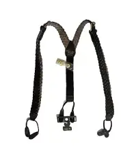 Suspenders Brown Men’s Leather Braided Y Shape With Tag And Extra Buttons