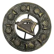 Irish Harp Fly Plaid Brooch Antique