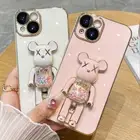 For iPhone 16 Pro Max 15 14 13 12 11 XS XR Cute Candy Cool Bear Stand Case Cover