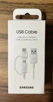 GENUINE Samsung Data Cable Combo 2-in-1 USB C Type-C Micro USB 2.0 1.5m White
