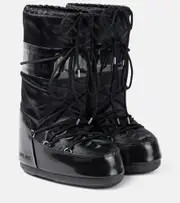 [Moon Boot] Moon Boot Icon Glance satin snow boots UK 8 black