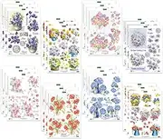Katy Sue Designs Pretty Flowers 3D Die-Cut Decoupage Sheets for Card Making. A Pack of 24 Sheets of Floral-Themed Die Cuts for Card Making Supplies With Sweet Peas, Corn Poppies, Hydrangeas, & Pansies