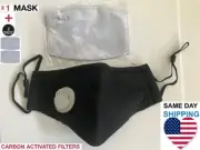 1 black face mask with valve & 2 PM2.5 air purifying filter, US SELLER & STOCK