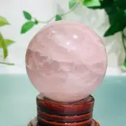 291g Natural Rainbow Flash Rose Quartz Pink Crystal Sphere Ball Energy Healing