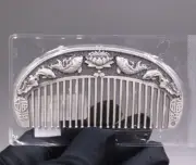 Pure S999 Fine Silver 999 Head Massage Lotus Fish Healthy Hair Comb 61-62g 3.8in