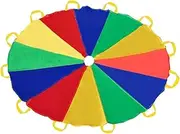 Play Parachute with Handles Multicolored Oxford Cloth Reusable Cooperative Games Rainbow Parachute for Kids Group Playing