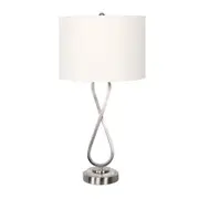 Metal Table Lamp with Glass Font In Nickel Finish