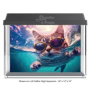Swimming Cat Sunglasses Polyester Fish Tank Glass Backdrop Aquarium Background
