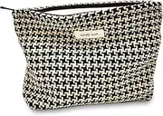 Kawlxpp Aesthetic Cosmetic Bags for Women and Girls,Flower Travel Large Capacity Canvas Makeup Bag,Organizer Bag Zipper Pouch(Checkered)
