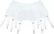 [Luxallacki] Classic 10 Straps Suspender Belt for Stockings,Plain Stretchy Lace Trim Garter Belt Women Underwear