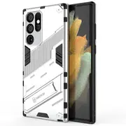 For Samsung S22 Ultra Shockproof Dual-Layer Stand Cover - White