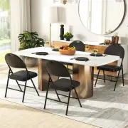 Costway2/4 Pack Folding Chairs Padded Party Chairs with Metal Frame-Black-2 pieces