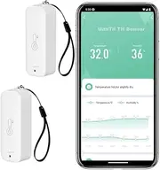 UanTii Tuya WiFi Temperature Humidity Detector Smart Hygrometer Thermometer Sensor Works with Smart Life App and Compatible with Alexa Works with Google Home (White-2pcs)