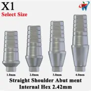 1x Dental Fixture Straight Shoulder Adapter Head Int Hex 2.42mm 1-4 Titanium