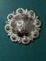 1.75" Bright Silver Round Pico Berry Concho