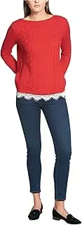 [Tommy Hilfiger] Womens Knit Lace Trim Pullover Sweater