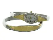 ELGIN Two Tone Women's Texture Bangle Watch Box Set Eg9735