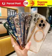 For iPhone 16 15 14 13 12 11 Pro Max Plus Magsafe Shockproof Plating Case Cover