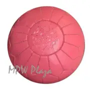 MPW Plaza Pouf, Pink, Moroccan Leather Ottoman (Un-Stuffed)
