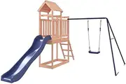 vidaXL Solid Douglas Wood Outdoor Playset - Multi-Activity, Sturdy Frame, Kids Safe Playhouse with Swing, Slide, Ladder, and Sandpit - for Age 3-8 Years Old