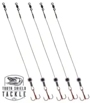 Ice Fishing Wire Tip Up Leader Rig VMC Hook 1/0 1 2 4 6 8 5-Pack Purple Fish Eye
