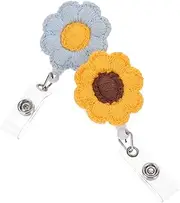 GETAJGHSD 2Pcs Retractable Badge Holder Felt Sunflower Design Id Clip for Nurses and Staff Portable Name Tag Holder with Easy Display Functionality