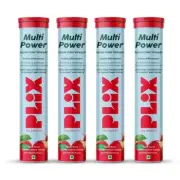 Plix Multi Power MultiVitamin Apple Cider Fizzy Effervescent Apple Burst- Pack 4