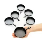Mini Cast Iron Skillets 4” Pack of 6 - Black Non Stick Frying Pans with 6 Sma...