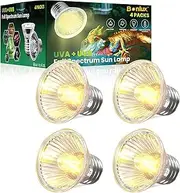 E27 Reptile heat lamp bulb,50W UVA UVB Bulb,Dimmable E27 Heat Bulb for Reptiles,Full Spectrum Sun Lamp Tortoise Basking Bulb for Turtle,Snakes,Lizard,Bearded Dragons,Puppies (Pack of 4)