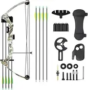 Genki Compound Bow Arrow Set 15-20lbs Archery Sports Hunting Target Shooting RH Adjustable Speed for Youth Beginner Practice Camo