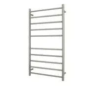 Radiant RTR02 Round Bar Heated Towel Rail - 600 x 1100mm - Brushed Nickel - Stainless Steel- Bottom Left/Top Right Wiring