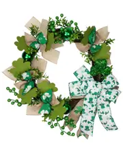 Northlight 24in Bows & Shamrocks St. Patrick's Day Wreath