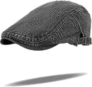 [Fasbys] Newsboy Cap Mens Womens Ivy Cabbie Hunting Hats Denim Cotton Peaked Golf Hat Flat Driving Cap, Style178-b, One Size