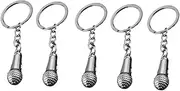 [VALICLUD] 5pcs Stylish Microphone Keychains Unique Key Holders for Men Women Creative Key Decoration Small present for Bag Backpack Silver