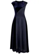 Talbot Runhof Satin and Velvet Midi Dress - Navy - 38 (UK12 / M) 38 (UK12 / M)