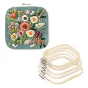 6 Pieces 3 Sizes Square Embroidery Hoops, Adjustable Cross Stitch Hoops Ring