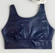 Aerie Offline Hugger Crackle Sports Bra Blue Size Medium NWT $68 Metallic
