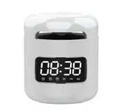 Digital Alarm Clock Bluetooth Speaker Desktop Wireless Speaker with Night Light Time Display Stereo Speaker-White