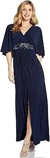 [Adrianna Papell] Women's Jersey Bead Cape Gown