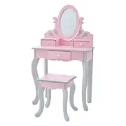 Fantasy Fields Rapunzel Kids Vanity Table & Stool, Pink & Gray
