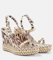 [Christian Louboutin] Christian Louboutin Pyraclou 110 leopard-print wedge sandals AU 5 multicoloured